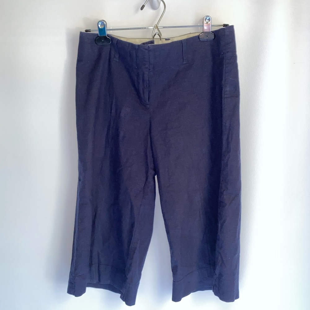 Anthropologie tapemeasure linen navy blue Capris pants size 6